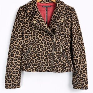 White House Black Market Leopard Print Leather Jacket 🐆 EUC